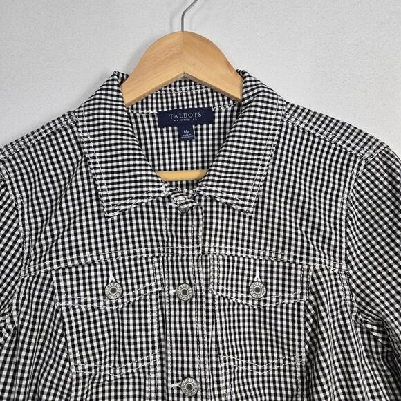 NEW Talbots Gingham Jacket Sz PM Black White Button Front Pockets Classic - Picture 2 of 14
